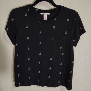 Victoria's Secret Black and White Palm Tree Logo Lightweight Sleep Tee - M